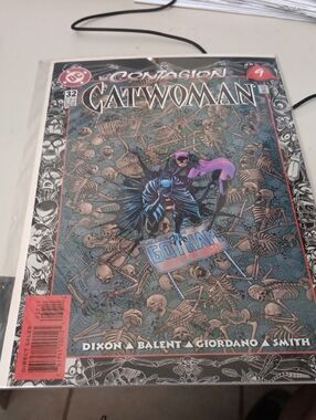 DC Catwoman Comic Cover with Black, Purple, Teal In A Sleeve